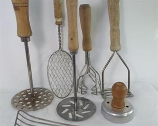 Vintage mixing and frying utensils