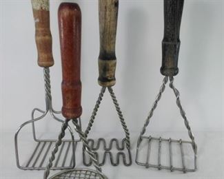 Vintage POtato vegetable mashers with wood handles