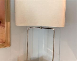 LOT #107 - $125 - Vintage Chrome Rectangular Table Lamp (approx. 36.5" H to top of shade)