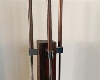 LOT #111 - $350 - Mid Century Danny Alessandro Albrizzi Modernist Fireplace Tools, Chrome & Rosewood