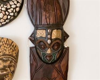 LOT #122 - $25 - Wooden Tribal Wall Mask with Embellishments