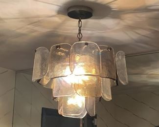 LOT #140 - $1,100 - Awesome Vintage Mid Century Mod Panel Glass Ceiling Light (some panels are clear and some are smoky glass)