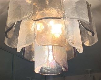 LOT #140 - $1,100 - Awesome Vintage Mid Century Mod Panel Glass Ceiling Light (some panels are clear and some are smoky glass)