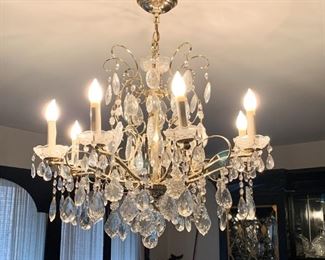 Vintage Crystal & Brass Chandelier (Not available for online purchase.  If interested in buying pre-sale, TEXT us at 312-320-9769)