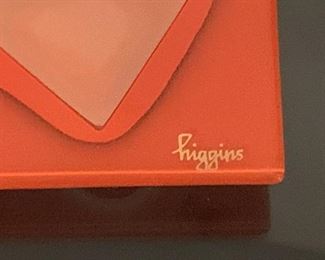 LOT #142 - $150 - Mid Century Higgins Art Glass Orange Mandarin Ashtray / Dish (approx. 14" L x 10" W)