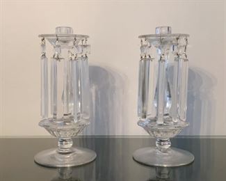 LOT #154 - $48 - Pair of Candle Lustres / Candlesticks with Crystals