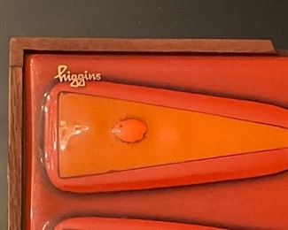 LOT #144A - $75 - Mid Century Higgins Art Glass Orange Mandarin Trinket Box