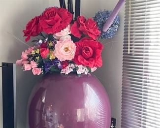 Large Ceramic Vase, Artificial Florals