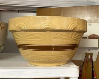 Extra Large Antique Yellow Ware / Yelloware Mixing Bowl