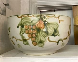Extra Large Hand Painted Bowl - Grapes Motif