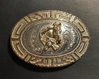 Vintage Belt Buckle with Horses