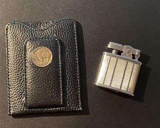 Wallet/Money Clip with Buffalo Nickel, Lighter