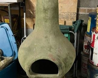 Clay Chimenea / Fire Pit with Stand
