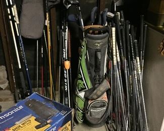 Golf clubs, bags & shoes.