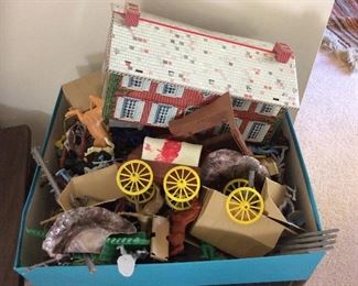 box of vintage toys