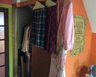 all the closet are full of vintage women’s clothing. 