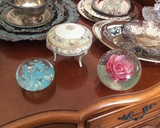old glass paper weights 