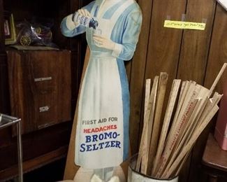 Life size advertisement of Bromo-Seltzer, a couple of imperfections,  very rare!!!