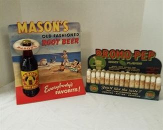 Mason's old Fashioned RootBeer Display/ Bromo-Pep medicine 