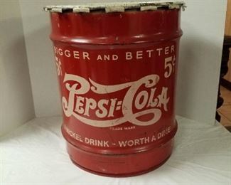 Pepsi-cola large metal barrel 