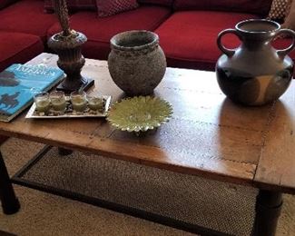 Rustic wood and metal coffee table