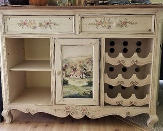 Handpainted French sideboard that can be viewed from both sides.