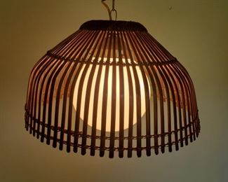 Vintage Wood Frame Hanging Lamp