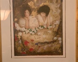 “White Roses” serigraph by Janet Treby.