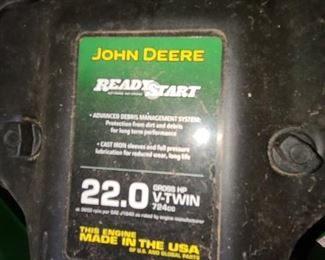 John Deere Ride On Tractor Lawnmower 22.0 V-Twin (Purchased Spring 2020. Works Perfectly. Practically Brand New!)