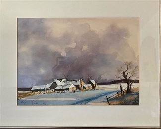 Antique Art Watercolor E Giroux
