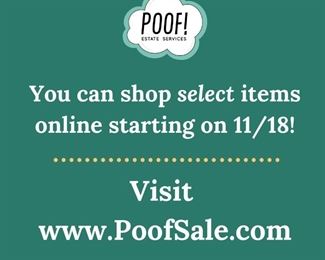 Shop select items from this home on POOFSALE.COM