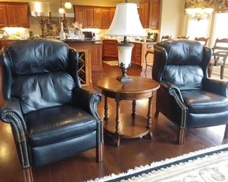 2 Bradington Young black leather recliners