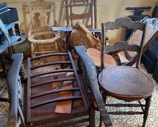 Assorted Victorian chairs and Morris chair