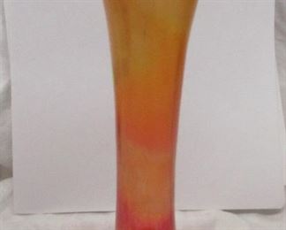 Iridized Orange Glass Vase