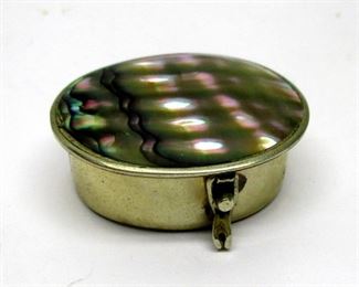 Alpaca pill box with mother of pearl lid