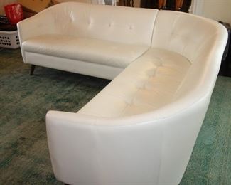 2 pc White leather sectional sofa by Design Italia, made in Italy