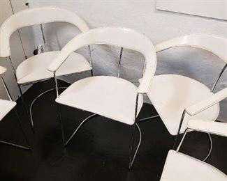 Set of 6 Arrben Italy Ursula chairs, in very good shape, very minor surface rust here and there and leather need very light cleaning