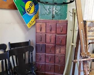 Antique McCall's Patterns wood 18 drawer store cabinet