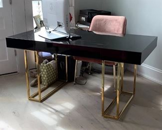 Lot 52 | MODERN BLACK LACQUER & BRASS WRITING DESK