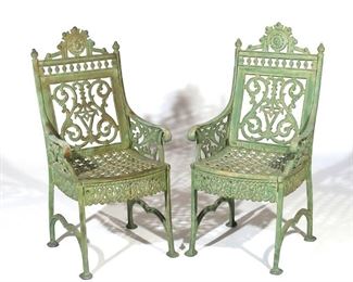 Lot 70 | PAIR LISTER & FEE CAST IRON GARDEN ARMCHAIRS