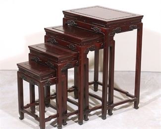 Lot 78 | (4pc) CHINESE ROSEWOOD NESTING TABLES