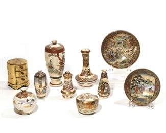 Lot 104 | (10pc) JAPANESE SATSUMA & LACQUER BOX