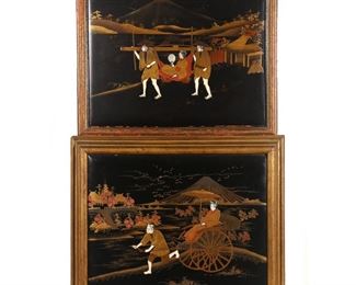 Lot 106 | PAIR JAPANESE LACQUERED & INLAID PLAQUES