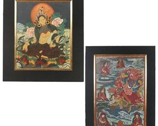 Lot 112 | (2pc) THANGKAS: 'TARA' & 'BUDDHIST PROTECTOR'