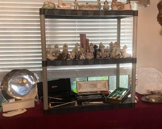 poodle figures by Goebel; Neiman Marcus cake set; Sheffield carving set