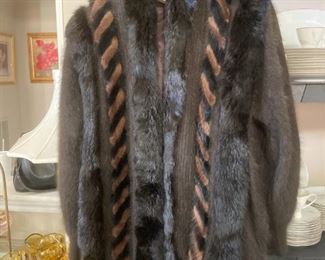 CECHÉ sweater coat with mink trim