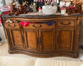 large traditional marble top buffet