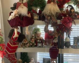 Mark Roberts collectable fairies, wine bags, and Santa’s; Hand carved santas from Russian 