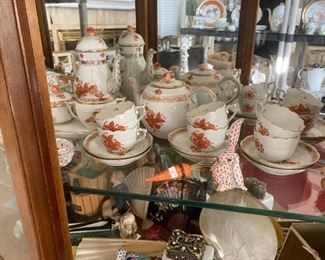 Mocha set by Herend; Tea pot by Herend; Herend rabit with ear up