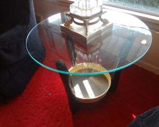 BUY-IT NOW MID CENTURY WOOD & GLASS TABLE WITH REMOVABLE PLANTER  $225
